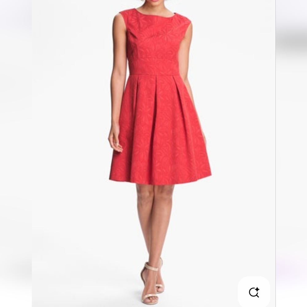 Adrianna Papell Sleeveless Fit and Flare Floral Embroidered Mini Dress